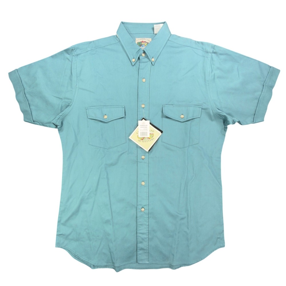 Cumberland Outfitters Vintage 90s Western Shirt Mens L Blue Cotton NWT